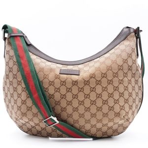 Authentic Gucci Half-moon Monogram Purse with Sherry-Line Adjustable Strap